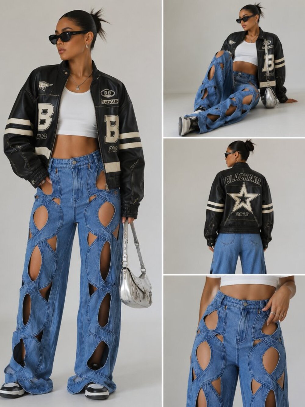 New Women's Denim Cut Out Jeans